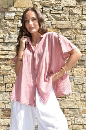 Asher Cap Sleeve Blouse Indian Pink